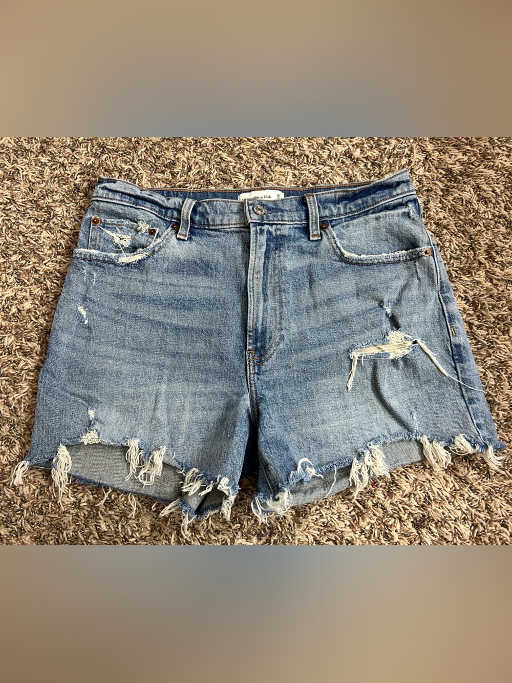 Abercrombie & Fitch Light Blue Distressed Denim Jean Shorts